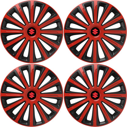 Set 4 capace roti 15 inchi (R15) compatibile SUZUKI, Model Trend Rosu-Negru