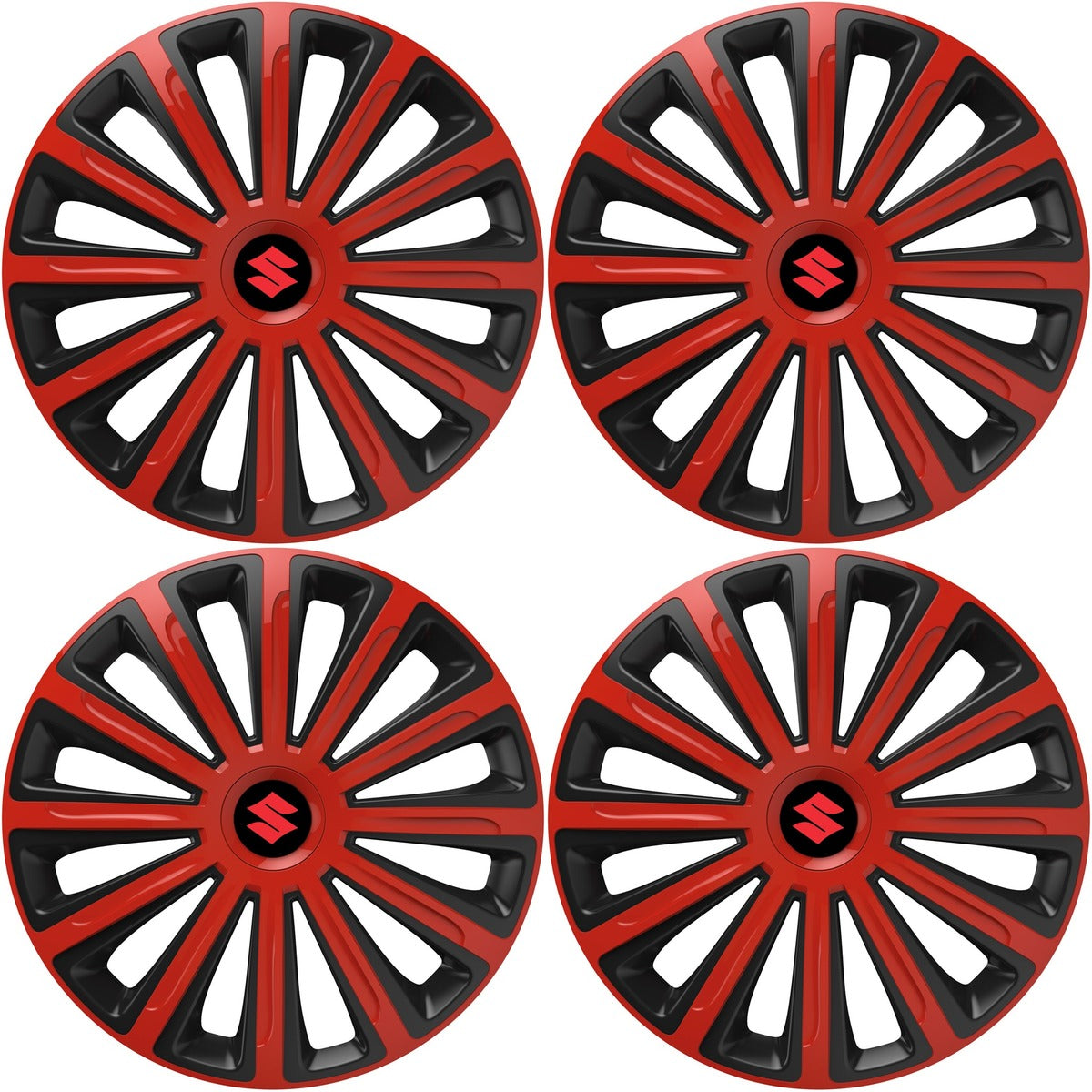 Set 4 capace roti 16 inchi (R16) compatibile SUZUKI, Model Trend Rosu-Negru