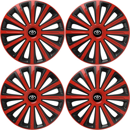 Set 4 capace roti 15 inchi (R15) compatibile TOYOTA, Model Trend Rosu-Negru