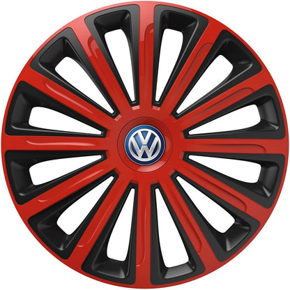Set 4 capace roti 14 inchi (R14) compatibile VOLKSWAGEN, Model Trend Rosu-Negru
