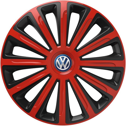 Set 4 capace roti 14 inchi (R14) compatibile VOLKSWAGEN, Model Trend Rosu-Negru