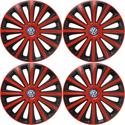 Set 4 capace roti 14 inchi (R14) compatibile VOLKSWAGEN, Model Trend Rosu-Negru