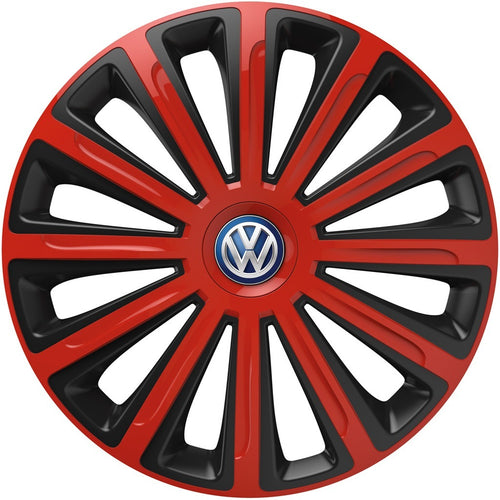 Set 4 capace roti 15 inchi (R15) compatibile VOLKSWAGEN, Model Trend Rosu-Negru