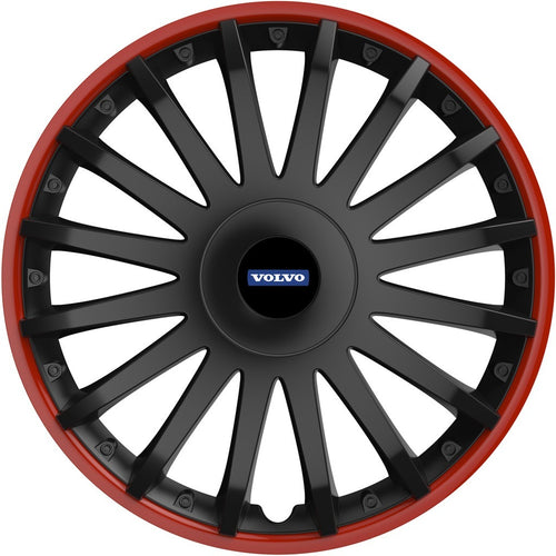 Set 4 capace roti 16 inchi (R16) compatibile VOLVO, Model Kristal Negru-Rosu
