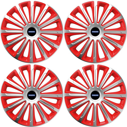 Set 4 capace roti 16 inchi (R16) compatibile VOLVO, Model Trend Argintiu-Rosu