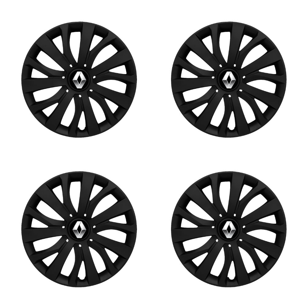 Set 4 capace roti potrivite jantelor de 15 inch compatibile RENAULT, Model - 345 Black Edition