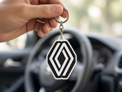 Breloc auto Renault logo cu lanț și inel