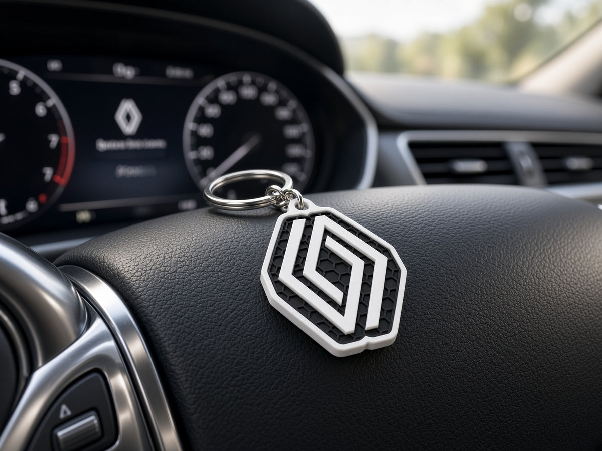 Breloc auto Renault logo cu lanț și inel