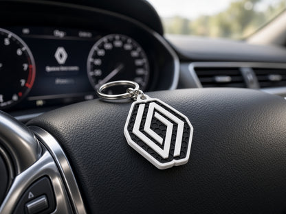 Breloc auto Renault logo cu lanț și inel