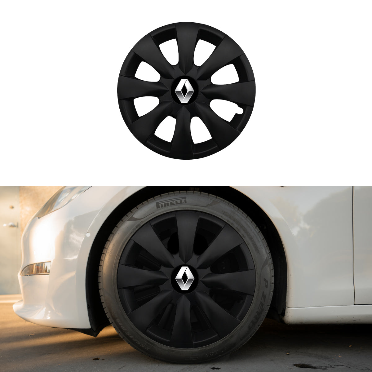 Set 4 capace roti potrivite jantelor de 15 inch compatibile RENAULT, Model - 316 Black Edition