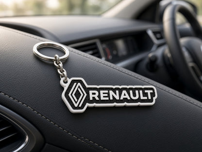 Breloc auto Renault inscripție cu lanț și inel