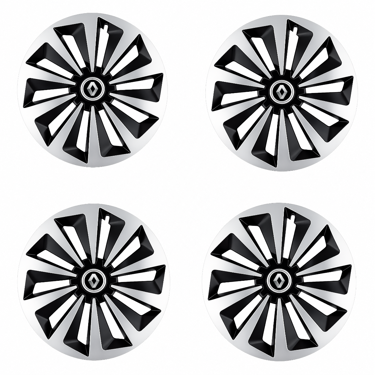 Set 4 capace roti Fox Gri-Negru R16 Compatibil Cu Renault