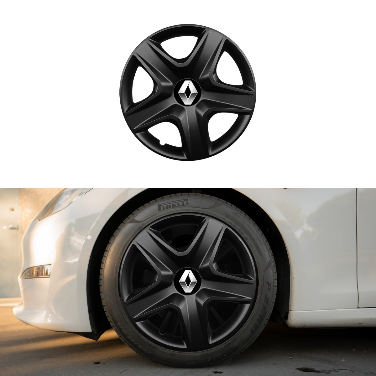 Set 4 capace roti potrivite jantelor de 15 inch compatibile RENAULT, Model 340 Black