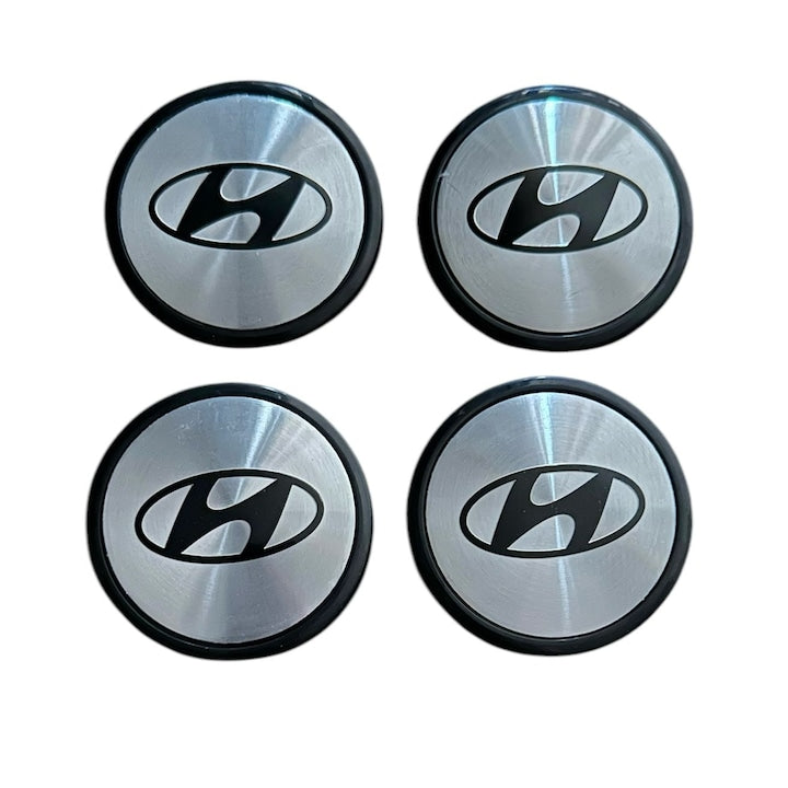 Set 4 capace roti 63mm exterior, 58mm interior Hyundai argintii compatibil/inlocuitor janta aliaj