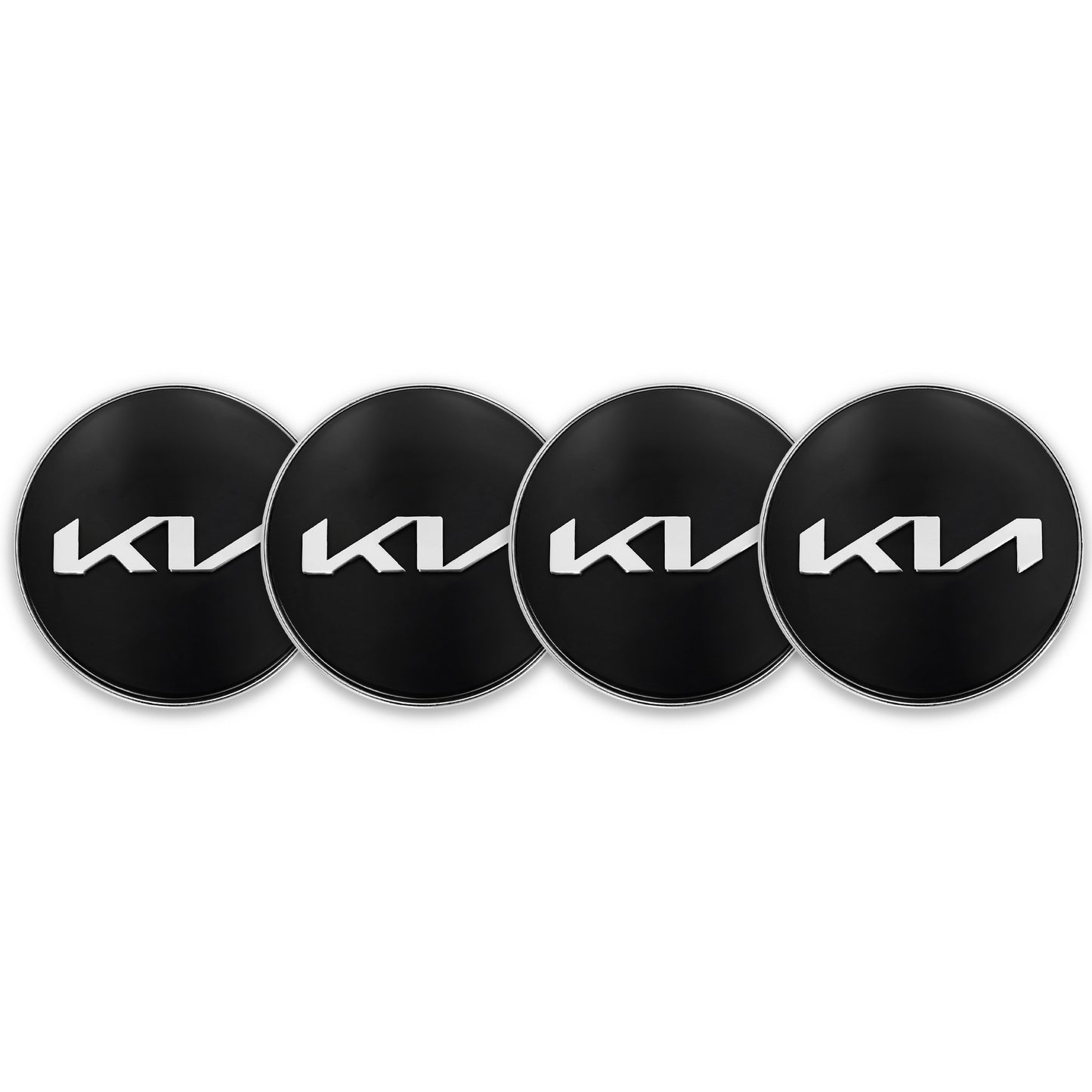 Capace jante auto, Kia, 60mm, set 4 bucati, negru-argintiu, ABS, aluminiu