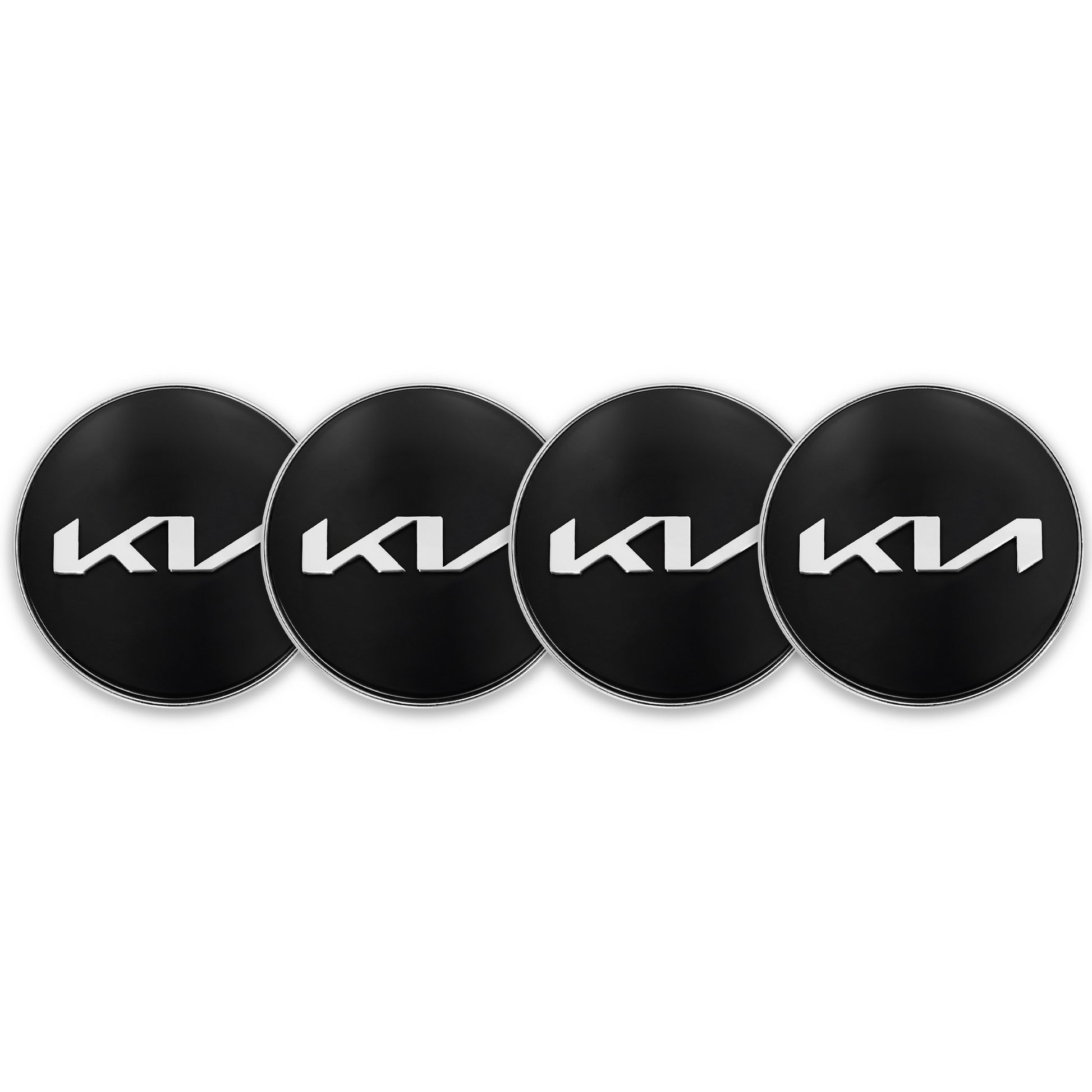 Capace jante auto, Kia, 60mm, set 4 bucati, negru-argintiu, ABS, aluminiu