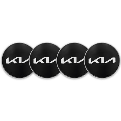 Capace jante auto, Kia, 60mm, set 4 bucati, negru-argintiu, ABS, aluminiu