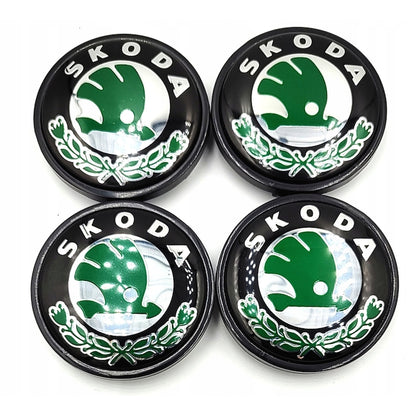 Set 4 capace roti 56/52mm compatibil jante aliaj Skoda, verde