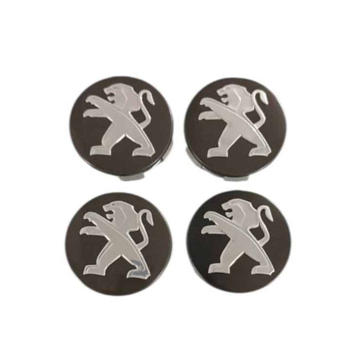 Set 4 capace jante Peugeot, gri, 60mm pentru jante aliaj