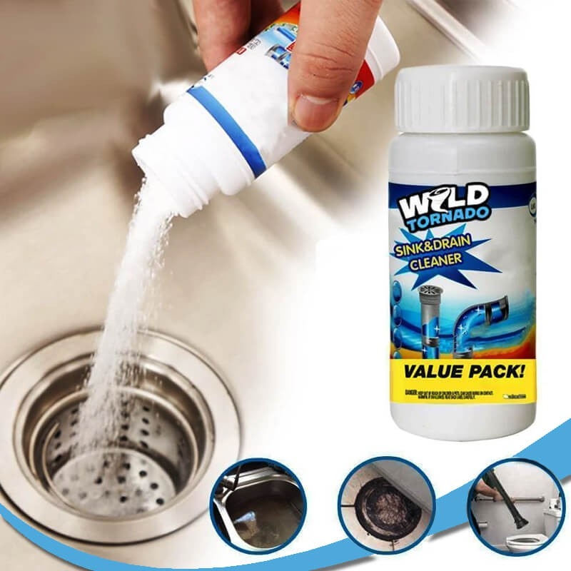 Dispozitiv de curatare puternic pentru chiuvete si scurgeri, pulbere portabila, solutie instantanee, 100g - WILD TORNADO