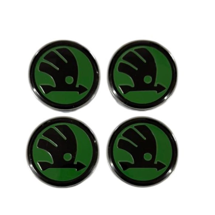 Set 4 capacele roti 60mm, pentru jante aliaj Skoda, Verde