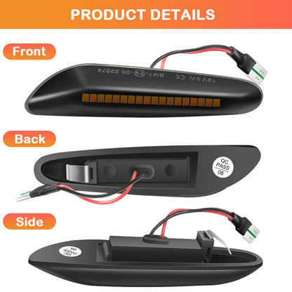 Set 2 lampi semnalizare secventiala, LED, Compatibil cu BMW E46 E36 E90 E91 E60 E61 E87 E88 E92 E93 X1 E84 X3 E83 X5 E53 E81, Negru