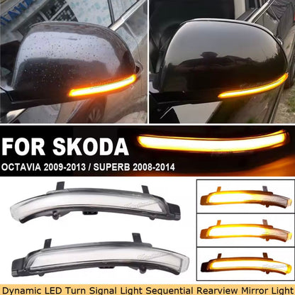 Set 2 Semnalizari Led Oglinda Dinamice, Secventiale Skoda Octavia 2 FL 1Z3, 1Z5, Superb 2 3T4, 3T5 Albe