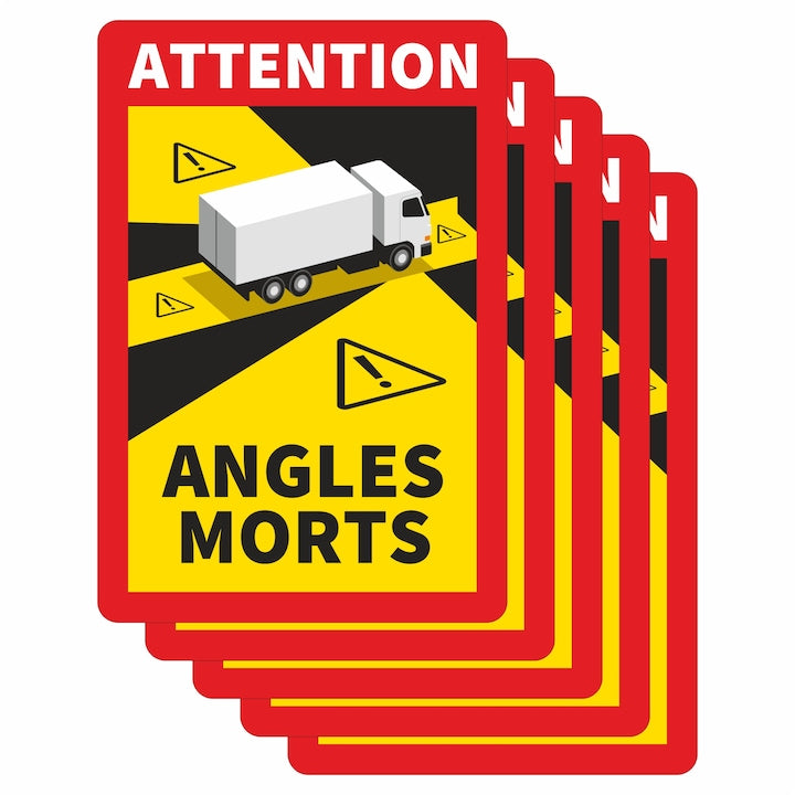 Set 5 stickere magnetice, unghi mort, laminate, 17x25cm, pentru camioane