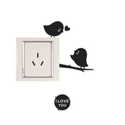 Sticker Birds, pentru intrerupator sau priza, 10x10 cm, culoare Negru