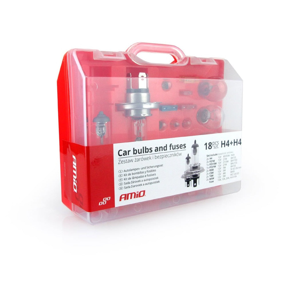 Caseta 15 becuri de rezerva cu H4 12V P43, 19 componente 01497 Amio