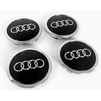 Set 4 capacele roti 69mm negre, Audi A3, A4, A5, A6, A7, A8, Q3, Q5, Q7 pentru jante aliaj