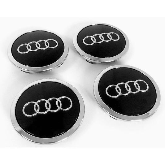 Set 4 capacele roti 69mm negre, Audi A3, A4, A5, A6, A7, A8, Q3, Q5, Q7 pentru jante aliaj