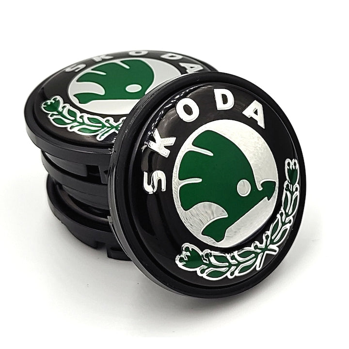 Set 4 capace roti 56/52mm compatibil jante aliaj Skoda, verde