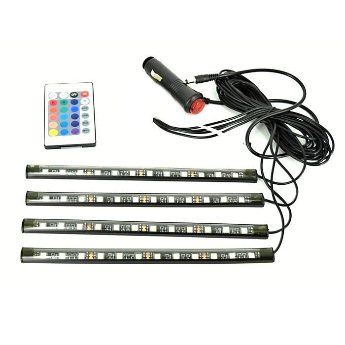 Kit Iluminare Ambientala LED Interior Masina, Multicolor RGB cu Telecomanda