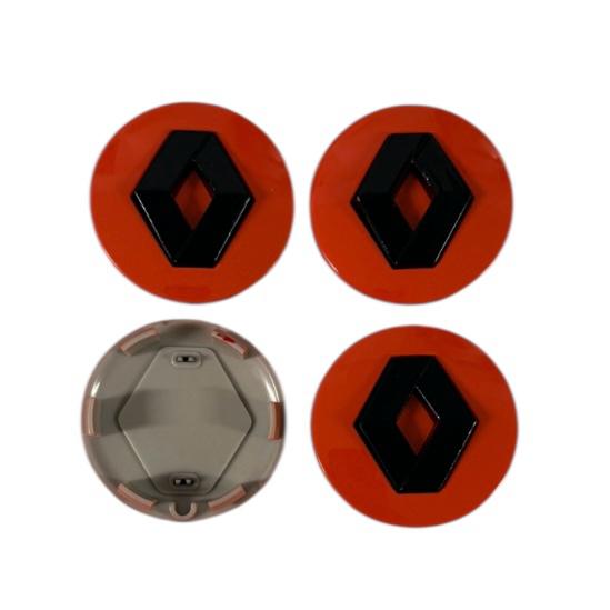 Set 4 capacele roti 57 mm Renault, pentru jante aliaj, Rosu Negru