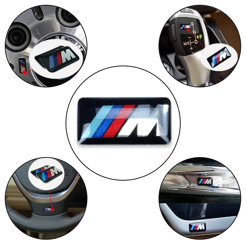 Set 4 Embleme/sticker/logo M BMW pentru jante aliaj, volan, schimbator, bord