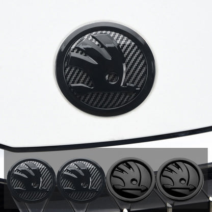 Emblema capota/hayon/portbagaj Skoda, Fibre de carbon, 8cm