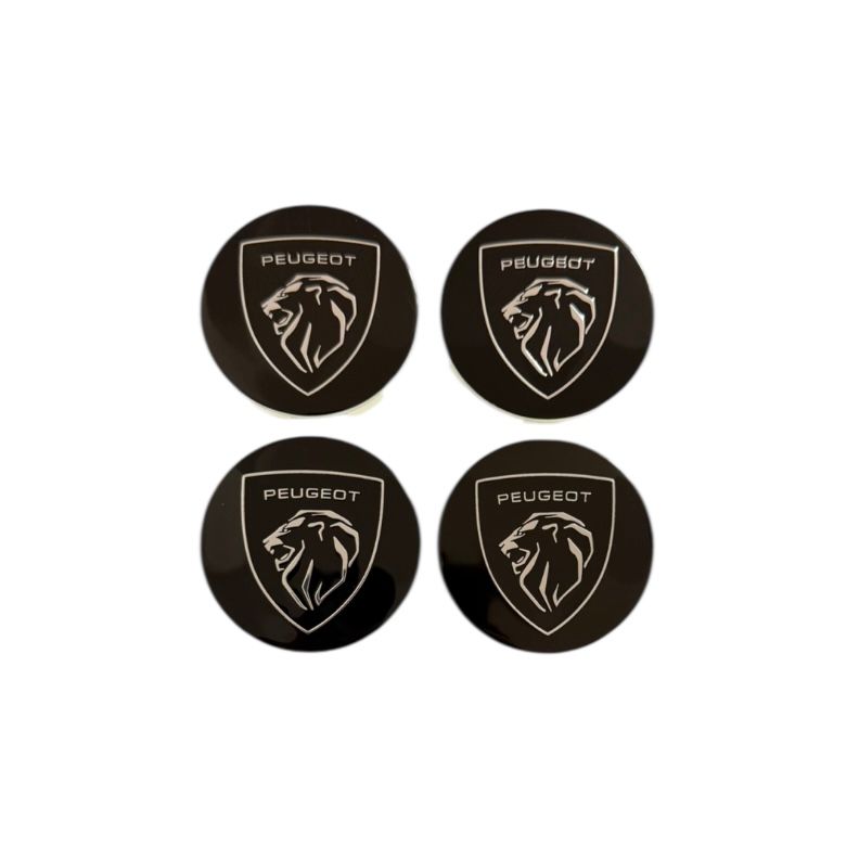 Set 4 capace jante Peugeot, Negru, 60mm jante aliaj