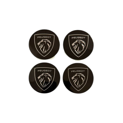 Set 4 capace jante Peugeot, Negru, 60mm jante aliaj
