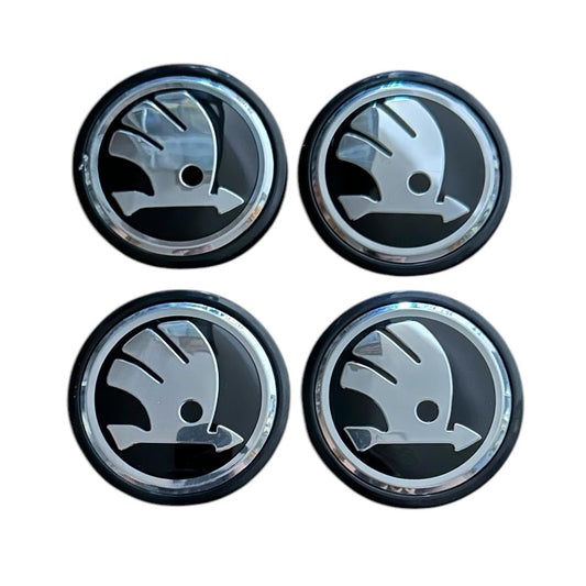 Set 4 capace roti 59mm exterior, 55mm interior Skoda argintii compatibil/inlocuitor janta aliaj