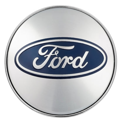 Set 4 capace roti pentru FORD, 60 mm, argintiu-albastru, plastic si aluminiu