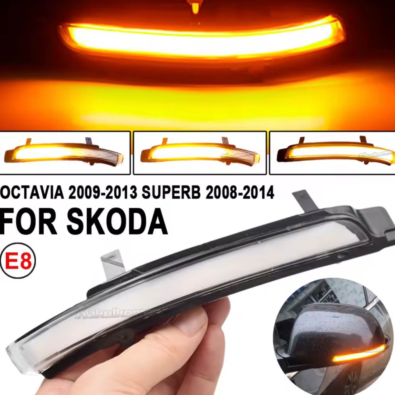 Set 2 Semnalizari Led Oglinda Dinamice, Secventiale Skoda Octavia 2 FL 1Z3, 1Z5, Superb 2 3T4, 3T5 Albe