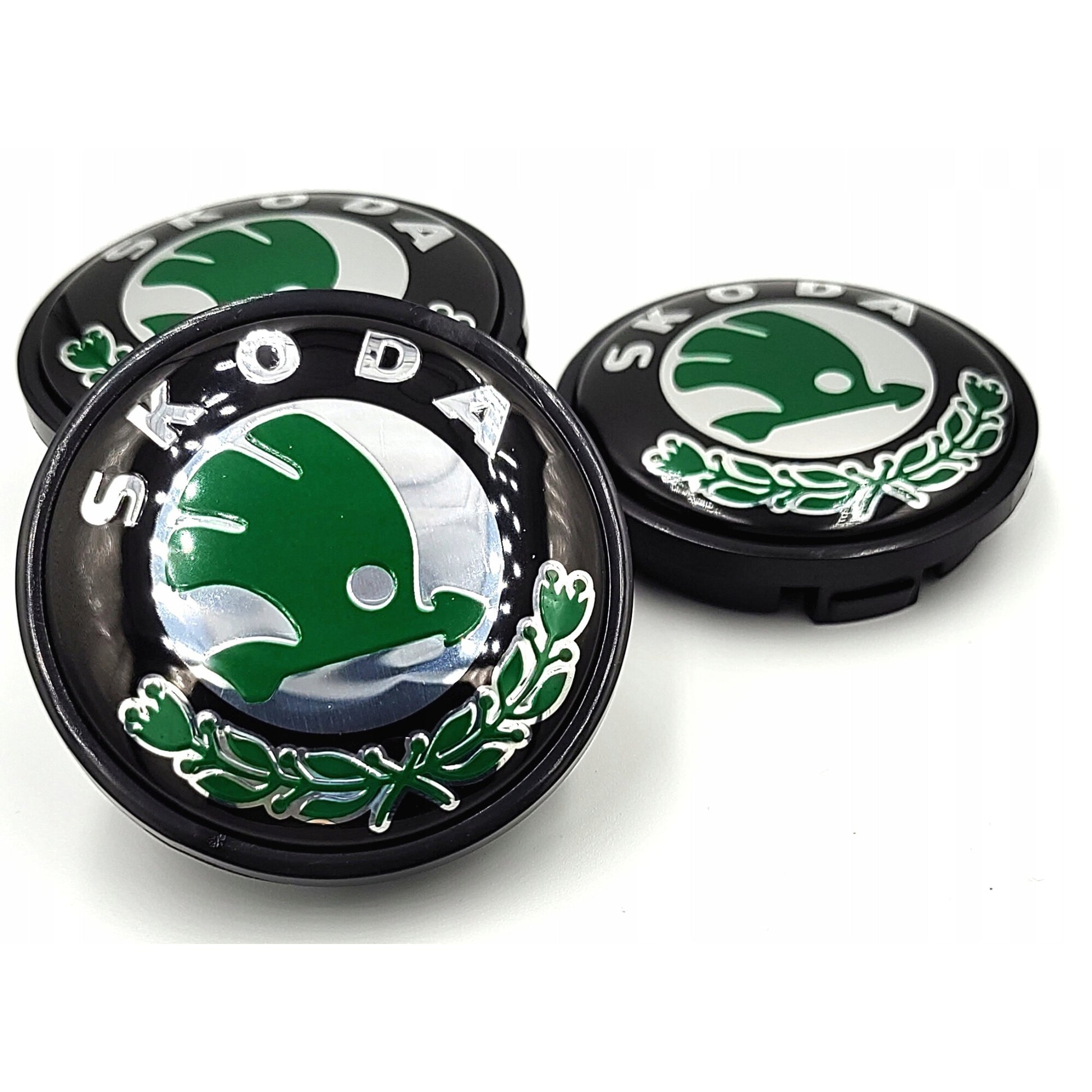 Set 4 capace roti 56/52mm compatibil jante aliaj Skoda, verde