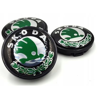 Set 4 capace roti 56/52mm compatibil jante aliaj Skoda, verde