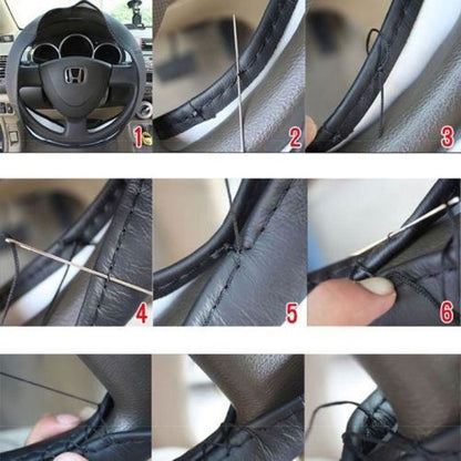 Husa volan, Piele PU, ac si ata, Negru