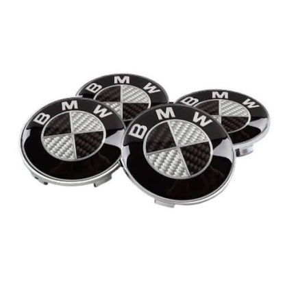 Set 4 capace BMW, 68mm, NEGRU-CARBON, pentru jante aliaj