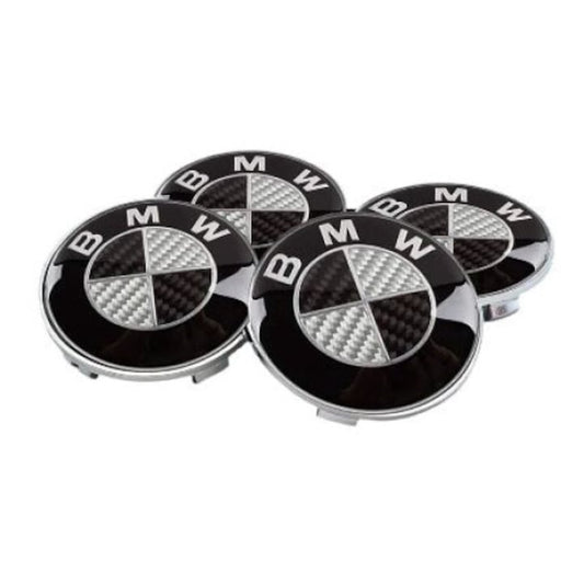 Set 4 capace BMW, 68mm, NEGRU-CARBON, pentru jante aliaj