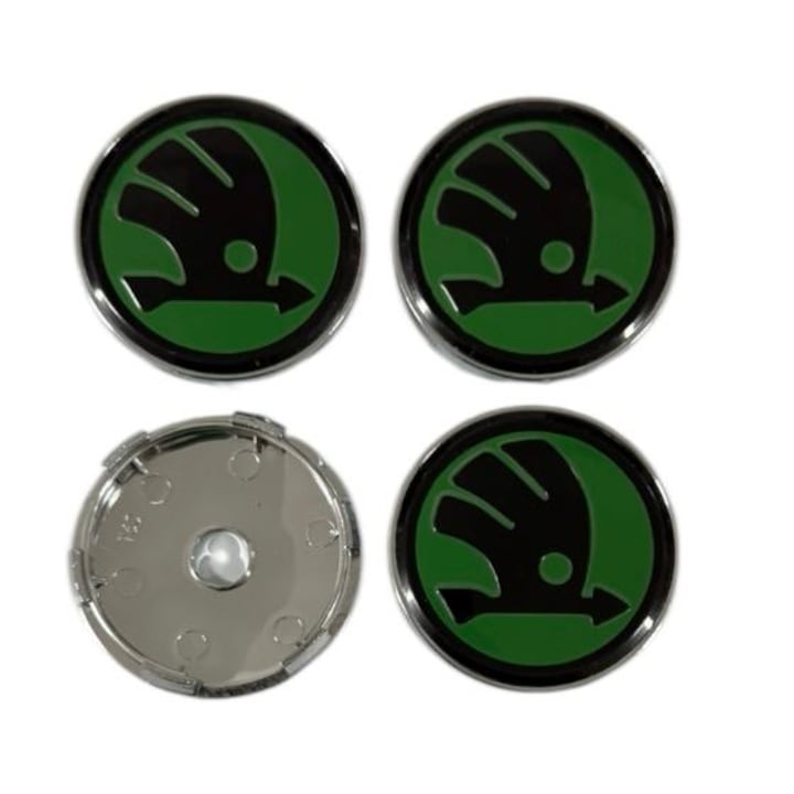 Set 4 capacele roti 60mm, pentru jante aliaj Skoda, Verde