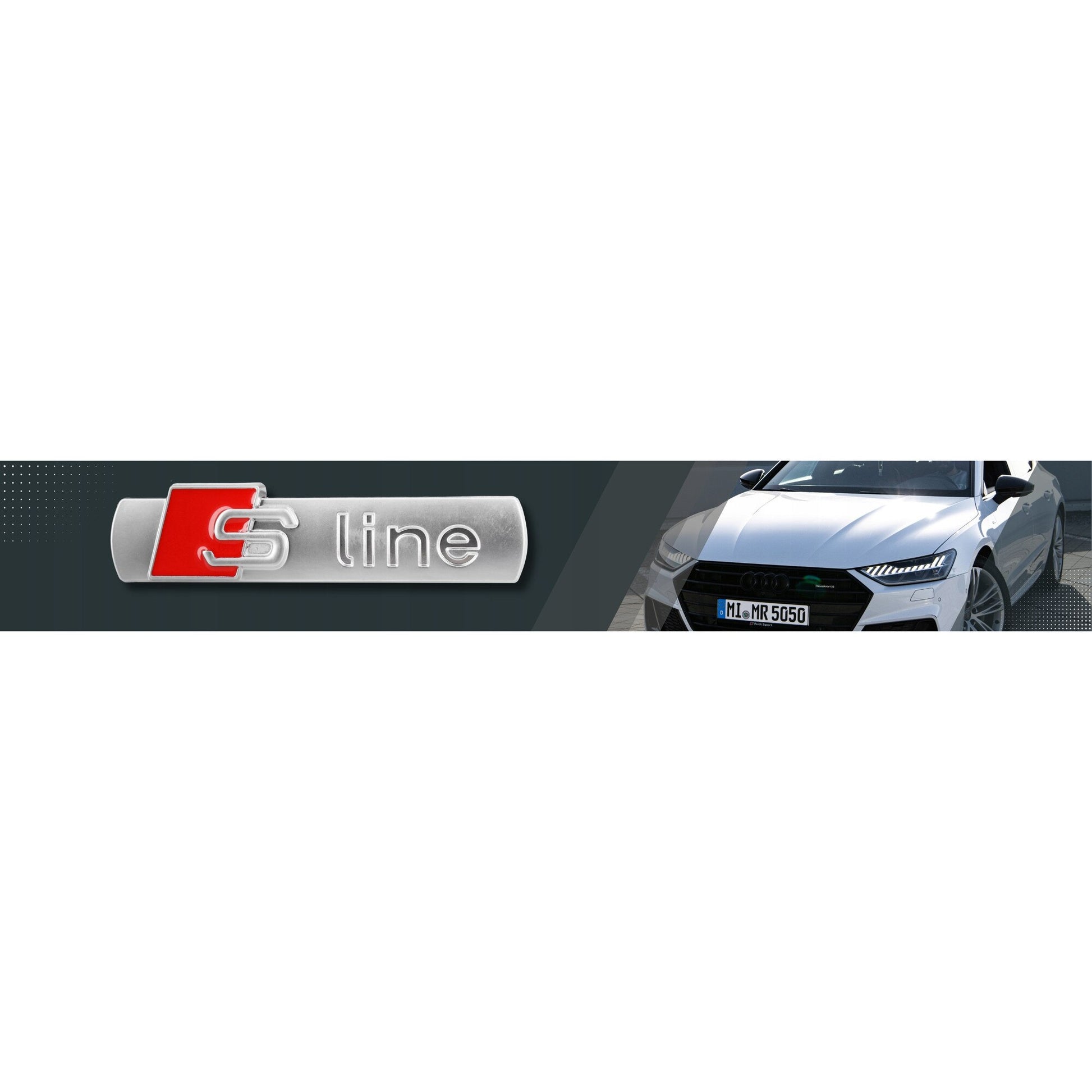Emblema auto Audi S-LINE, 7x1,7x3 cm, argintie, montaj simplu