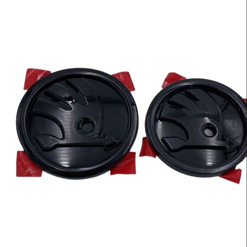 Set 2 embleme capotă/portbagaj Maf negru lucios 80mm x 90mm, pentru Skoda
